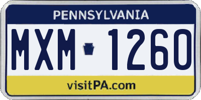 PA license plate MXM1260