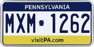 PA license plate MXM1262