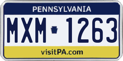 PA license plate MXM1263