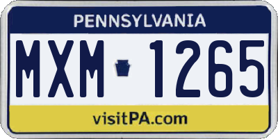 PA license plate MXM1265