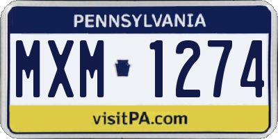 PA license plate MXM1274