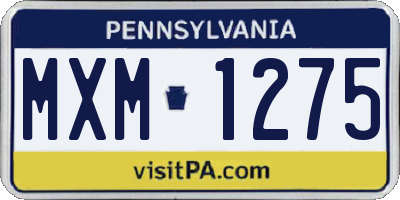 PA license plate MXM1275