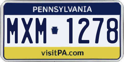 PA license plate MXM1278