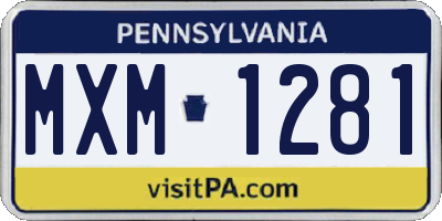 PA license plate MXM1281
