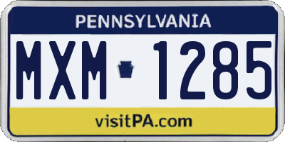 PA license plate MXM1285