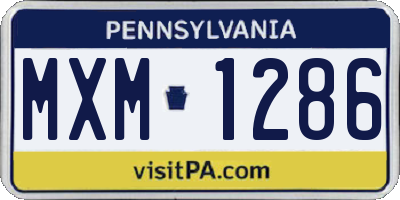 PA license plate MXM1286