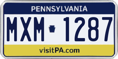 PA license plate MXM1287