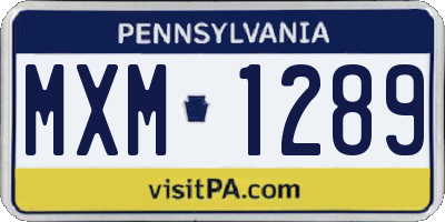 PA license plate MXM1289