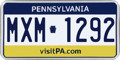 PA license plate MXM1292