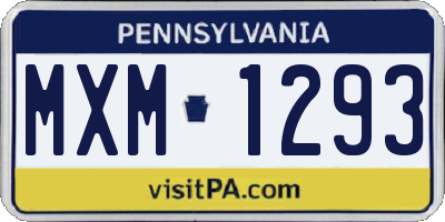 PA license plate MXM1293
