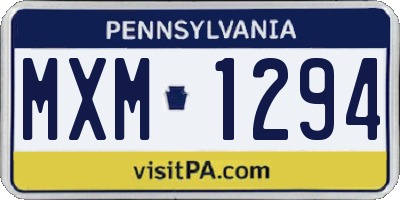 PA license plate MXM1294