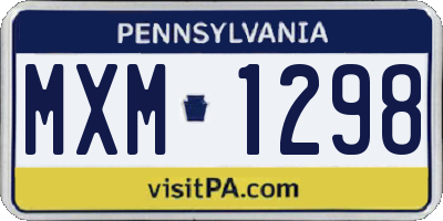 PA license plate MXM1298