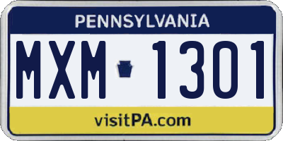 PA license plate MXM1301