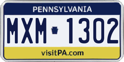 PA license plate MXM1302