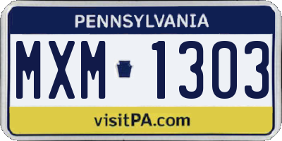 PA license plate MXM1303
