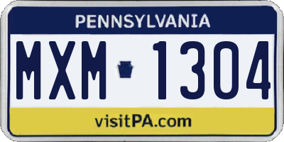 PA license plate MXM1304