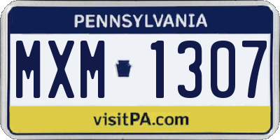 PA license plate MXM1307