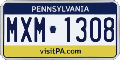 PA license plate MXM1308