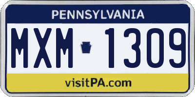PA license plate MXM1309