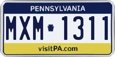 PA license plate MXM1311