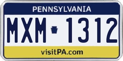 PA license plate MXM1312