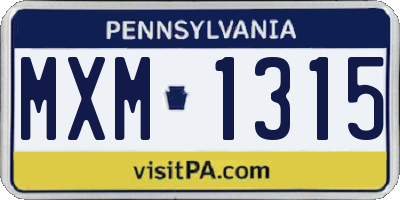 PA license plate MXM1315