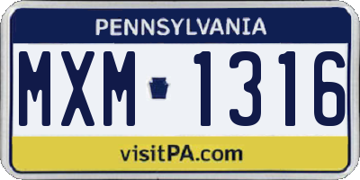 PA license plate MXM1316