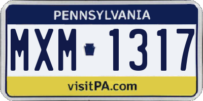 PA license plate MXM1317
