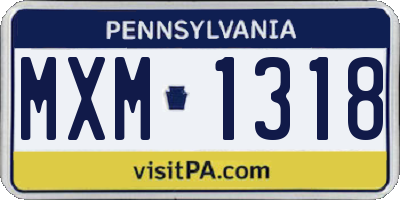 PA license plate MXM1318