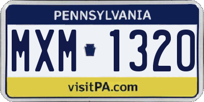 PA license plate MXM1320