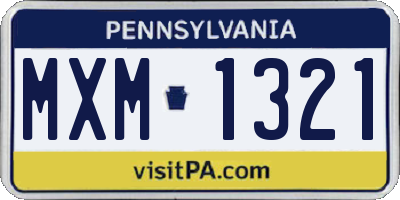 PA license plate MXM1321
