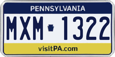 PA license plate MXM1322