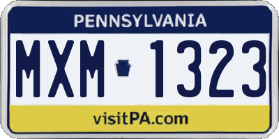 PA license plate MXM1323