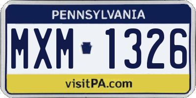 PA license plate MXM1326