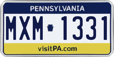 PA license plate MXM1331