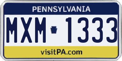 PA license plate MXM1333