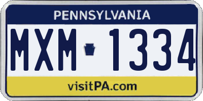 PA license plate MXM1334