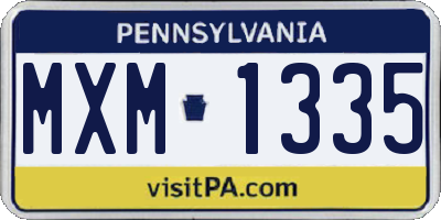 PA license plate MXM1335