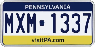 PA license plate MXM1337