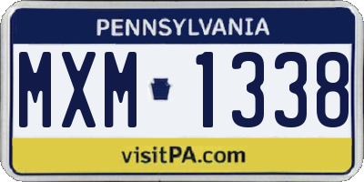 PA license plate MXM1338