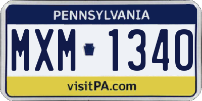 PA license plate MXM1340