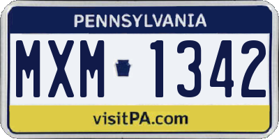 PA license plate MXM1342