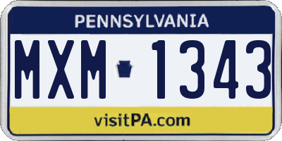 PA license plate MXM1343