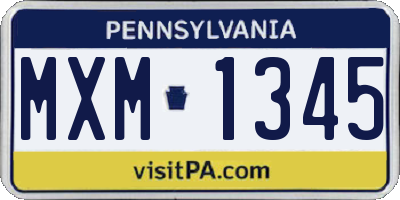 PA license plate MXM1345