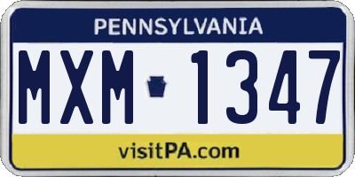 PA license plate MXM1347