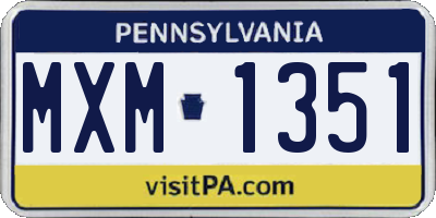PA license plate MXM1351