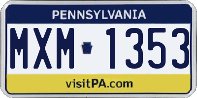 PA license plate MXM1353