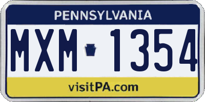 PA license plate MXM1354