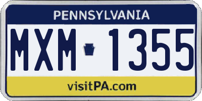PA license plate MXM1355