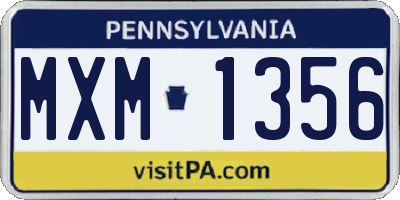 PA license plate MXM1356